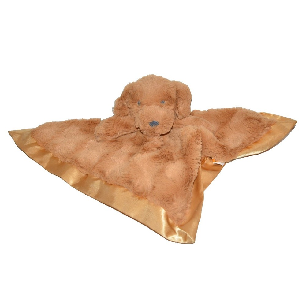 Cloud Island Golden Doodle Puppy Dog Lovey Blanket Brown Satin Trim swirls